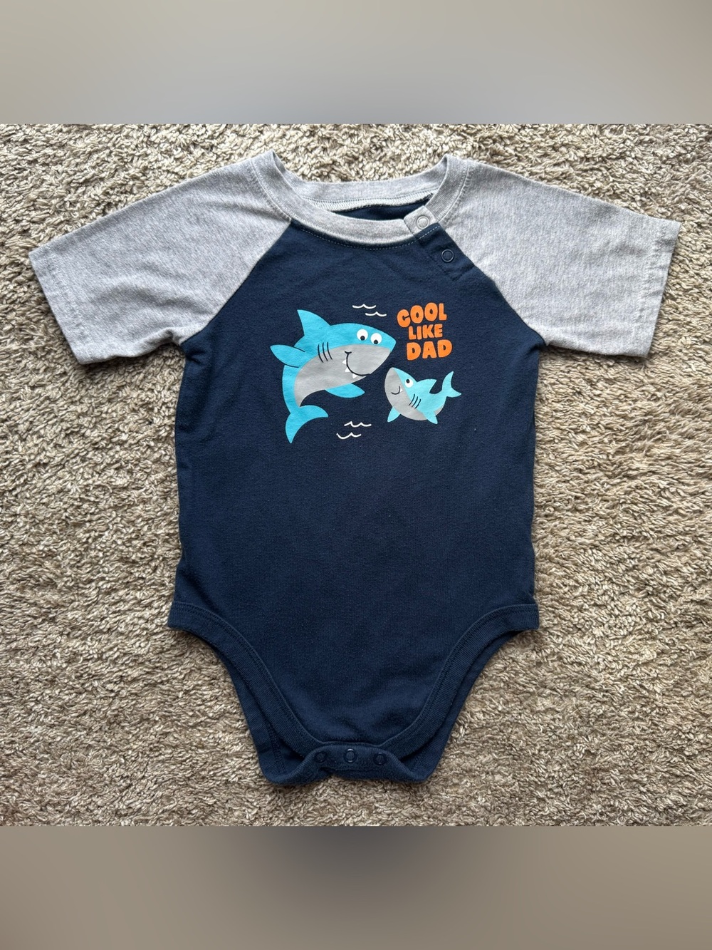 24M Garanimals Baby Boy Shark “Cool Like Dad” Short Sleeve Bodysuit
